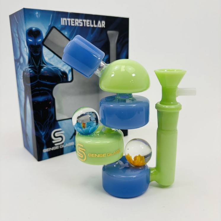 Sense - Interstellar - Glass Waterpipe - 5.5 Inches-GREEN/BLUE