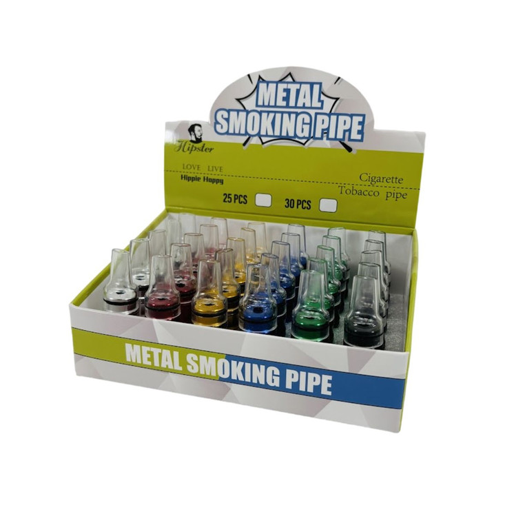 Metal Smoking Bullet Pipe With Flat Tip - 30 Counts Per Display