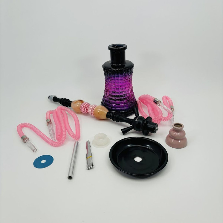 Luxor - 27 Inches - Shisha Hookah With Double Ceramic Egg and Double Ball Pearl Deco - 2 Hose - NP21-34-PINK