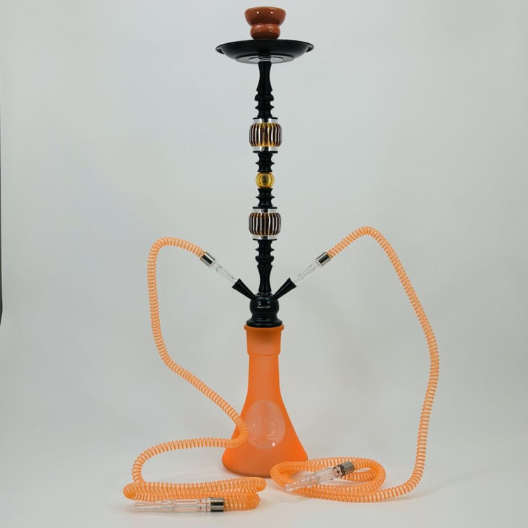 Luxor - 27 Inches - Shisha Hookah Beaker Vase With Double Disco Ball and Pearl Deco - 2 Hose - NP21-24-ORANGE
