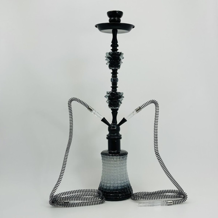 Luxor - 27 Inches - Shisha Hookah With Double Flower Deco and Ball Perc - 2 Hose - NP21-30-BLACK