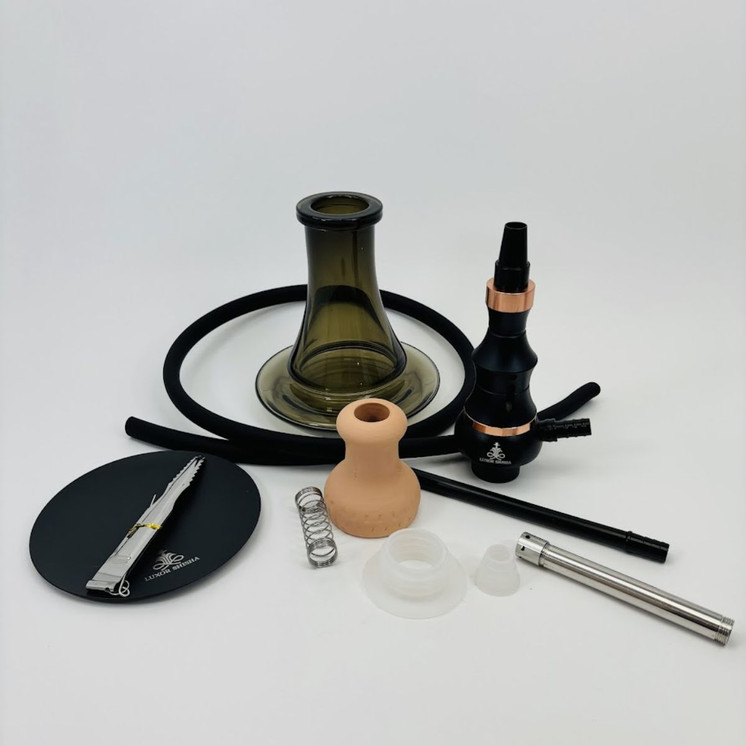 Luxor - 17 Inches - Shisha Hookah Double-Click Vase and Double Stacked Shaft - 1 Hose - MKA-098-BLACK