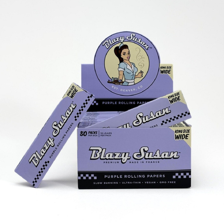 Blazy Susan - Rolling Papers King Size Wide - 32 Leaves Per Pack - 50 Packs Per Box