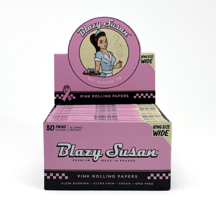 Blazy Susan - Rolling Papers King Size Wide - 32 Leaves Per Pack - 50 Packs Per Box