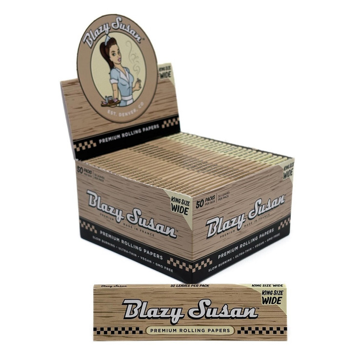 Blazy Susan - Rolling Papers King Size Wide - 32 Leaves Per Pack - 50 Packs Per Box