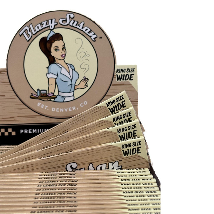 Blazy Susan - Rolling Papers King Size Wide - 32 Leaves Per Pack - 50 Packs Per Box