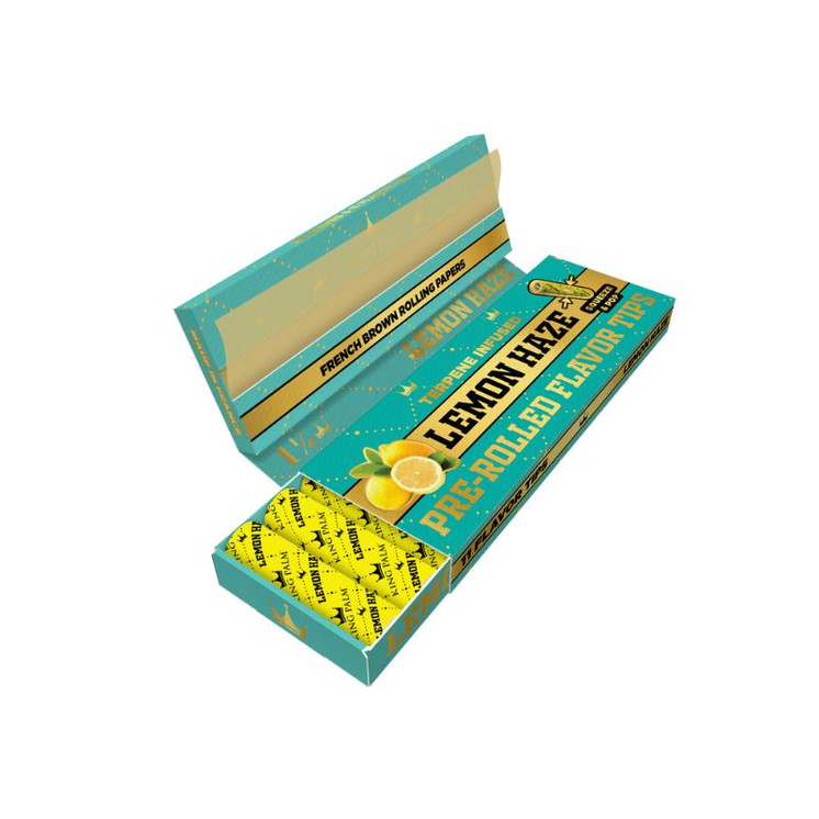 King Palm - 1¼ Size Papers With Flavored Tip - 24 Counts Per Packs - 24 Packs Per Box-LEMON HAZE KP-3467