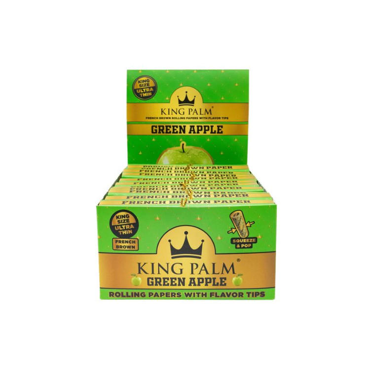 King Palm - King Size Papers With Flavored Tip - 32 Packs - 24 Packs Per Box-GREEN APPLE KP-3470