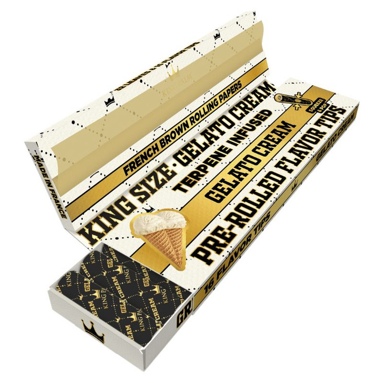 King Palm - King Size Papers With Flavored Tip - 32 Packs - 24 Packs Per Box-GELATO CREAM KP-3473