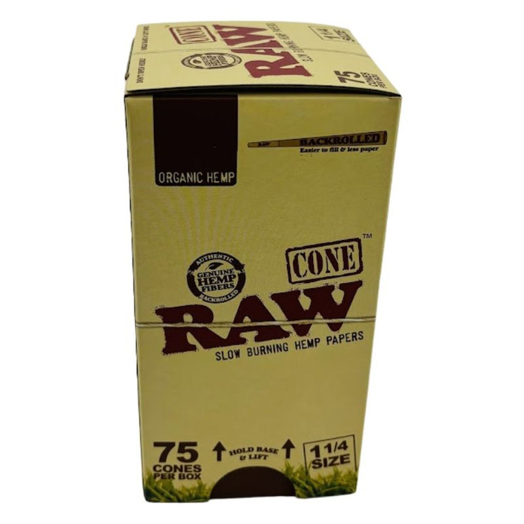 Raw - Organic Hemp Cone  - 1 1/4 Size - 75 Counts Per Box