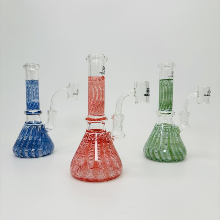 Helios Glass - 7 Inches Waterpipe - Beaker Raked Glass - Assorted Colors - (WPAA 018)