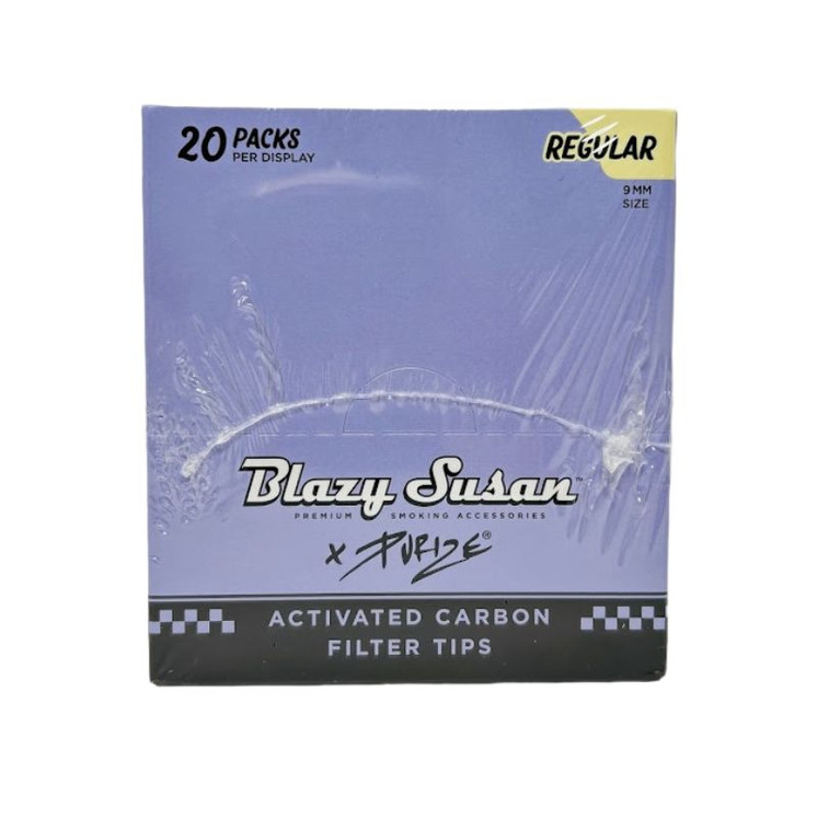 Blazy Susan and Purize Activated Carbon Filter Tip - Regular 9mm Size - 20 Counts Per Box