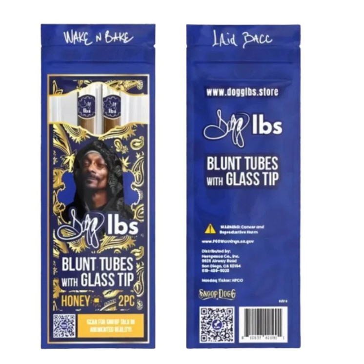 Dogg Lbs - Blunt Tube With Glass Tip - 2 Counts Per Pack - 10 Packs Per Display