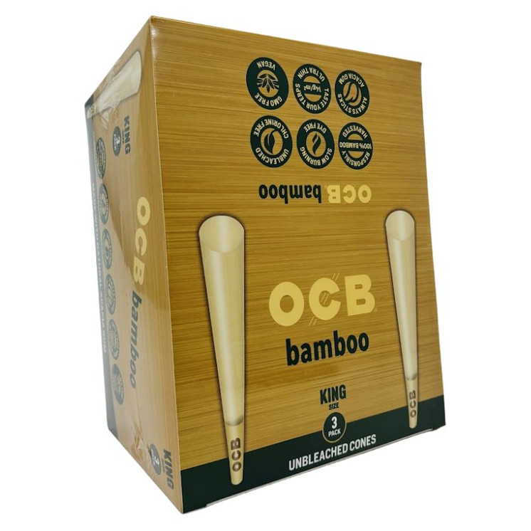 Ocb - Bamboo Cone - King Size - 3 Pieces Per Pack - 32 Packs Per Box