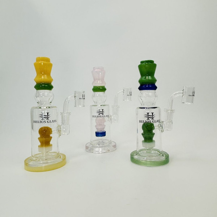 Helios - Glass Waterpipe Straight With Showerhead Perc - 8 Inches