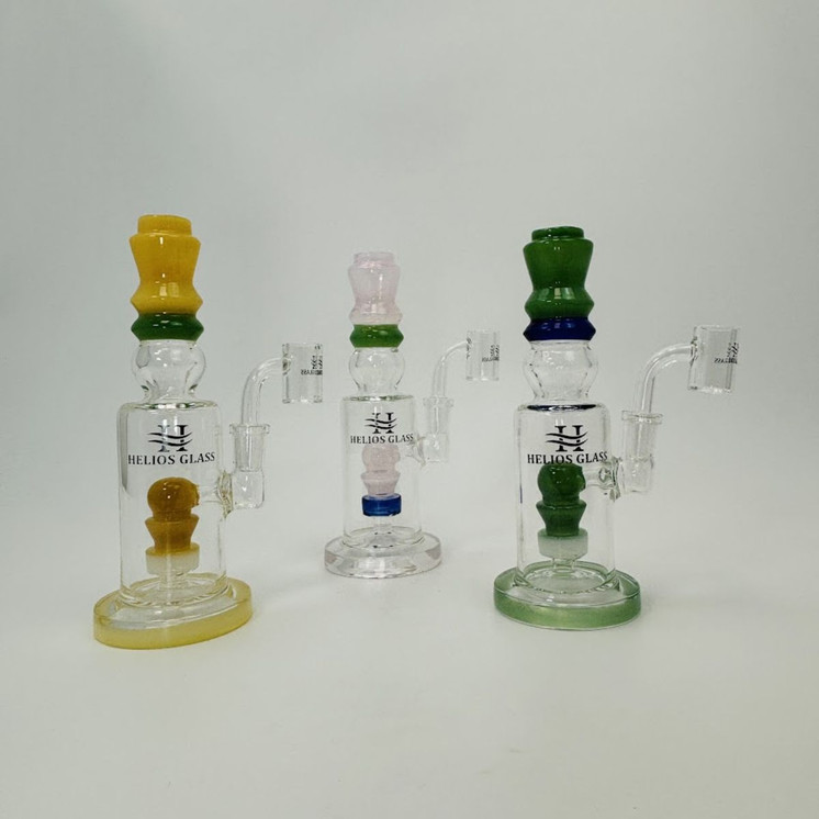 Helios - Glass Waterpipe Straight With Showerhead Perc - 8 Inches