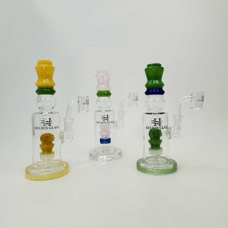 Helios - Glass Waterpipe Straight With Showerhead Perc - 8 Inches