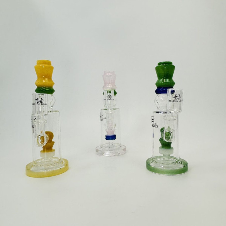 Helios - Glass Waterpipe Straight With Showerhead Perc - 8 Inches