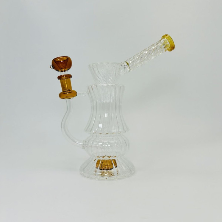 11 Inches - Waterpipe Twisted With Showerhead Perc - RH-198-YELLOW