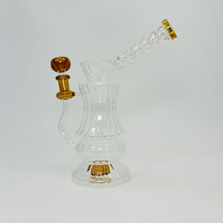 11 Inches - Waterpipe Twisted With Showerhead Perc - RH-198-YELLOW