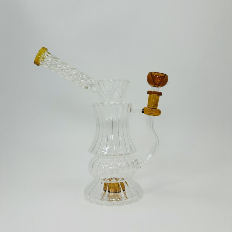 11 Inches - Waterpipe Twisted With Showerhead Perc - RH-198-YELLOW
