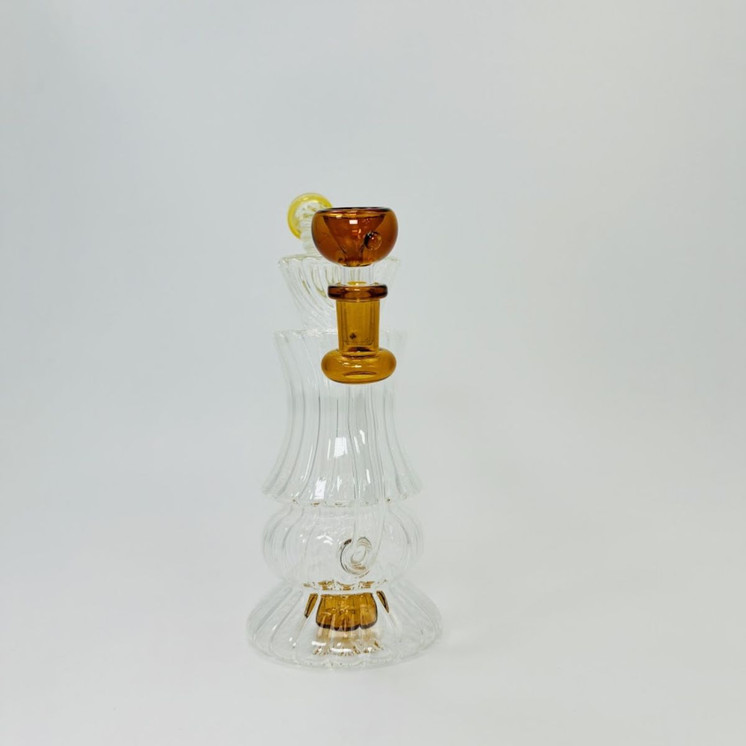 11 Inches - Waterpipe Twisted With Showerhead Perc - RH-198-YELLOW