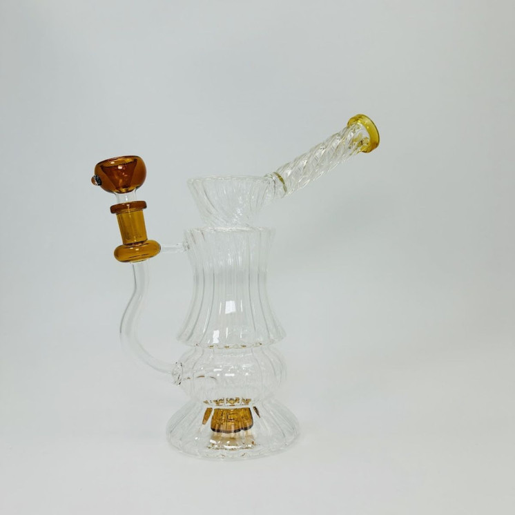 11 Inches - Waterpipe Twisted With Showerhead Perc - RH-198-YELLOW