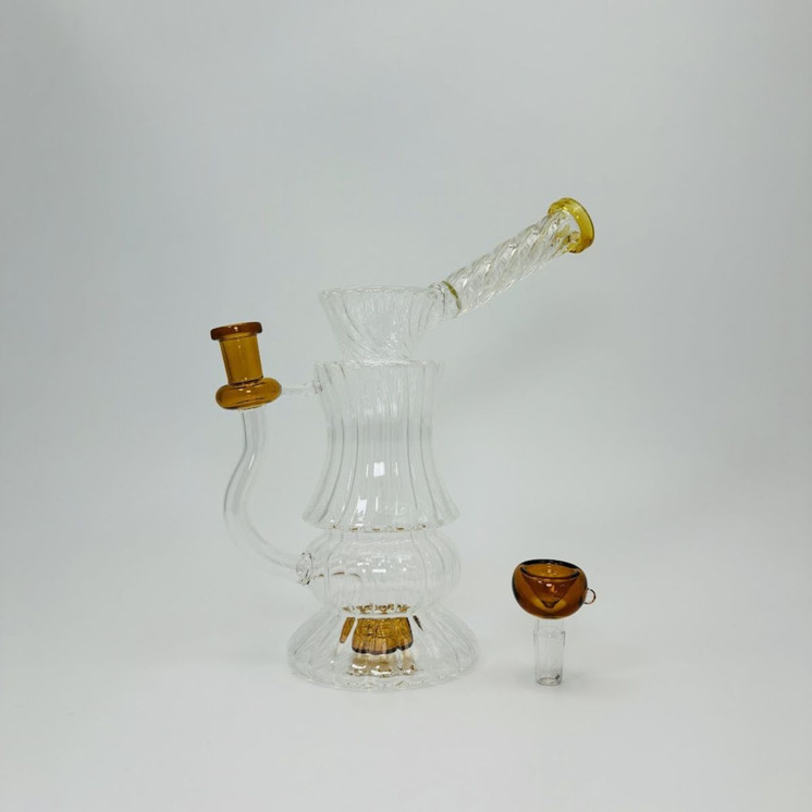 11 Inches - Waterpipe Twisted With Showerhead Perc - RH-198-YELLOW