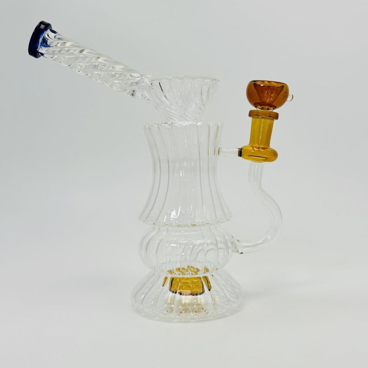 11 Inches - Waterpipe Twisted With Showerhead Perc - RH-198-BLUE
