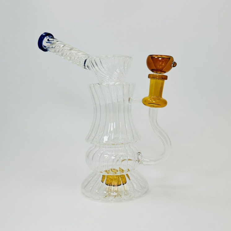 11 Inches - Waterpipe Twisted With Showerhead Perc - RH-198-BLUE