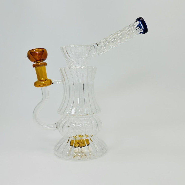 11 Inches - Waterpipe Twisted With Showerhead Perc - RH-198-BLUE
