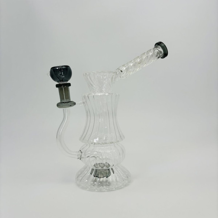 11 Inches - Waterpipe Twisted With Showerhead Perc - RH-198-BLACK
