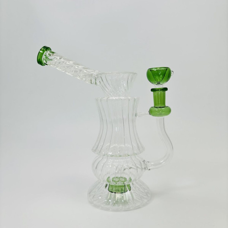 11 Inches - Waterpipe Twisted With Showerhead Perc - RH-198-GREEN