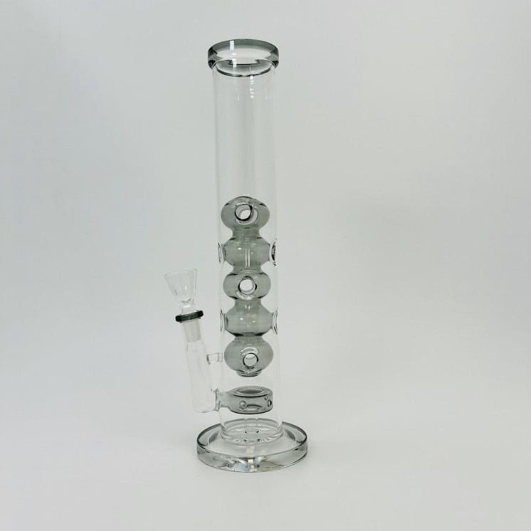 13 Inches - Waterpipe Straight Swiss Cheese With Showerhead Perc - RH-207-GREY