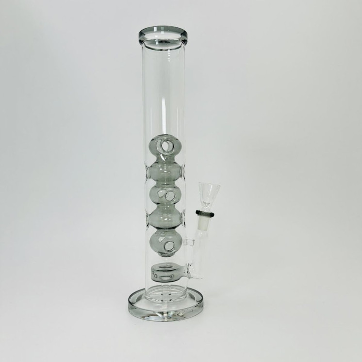 13 Inches - Waterpipe Straight Swiss Cheese With Showerhead Perc - RH-207-GREY