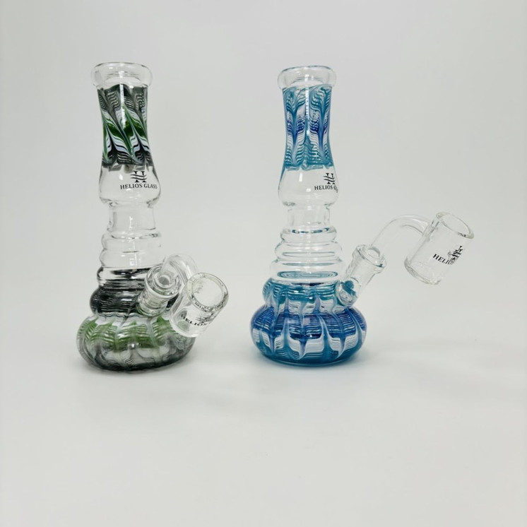 Helios Glass - Waterpipe Raked Glass Beaker - 7 Inches - Assorted Colors