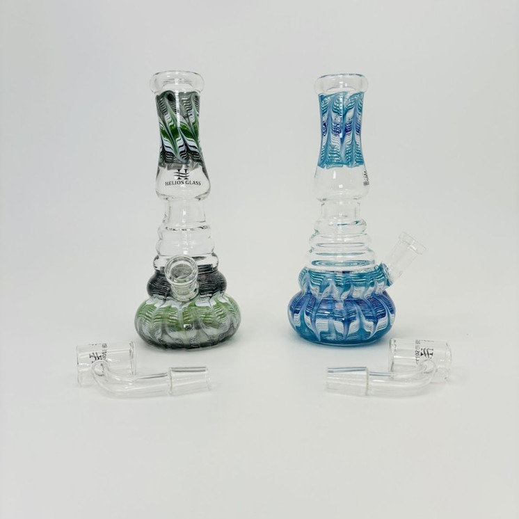 Helios Glass - Waterpipe Raked Glass Beaker - 7 Inches - Assorted Colors