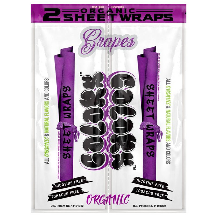 Colors - Organic Sheet Wraps - 2 Pieces Per Pack - 25 Counts Per Box-GRAPES