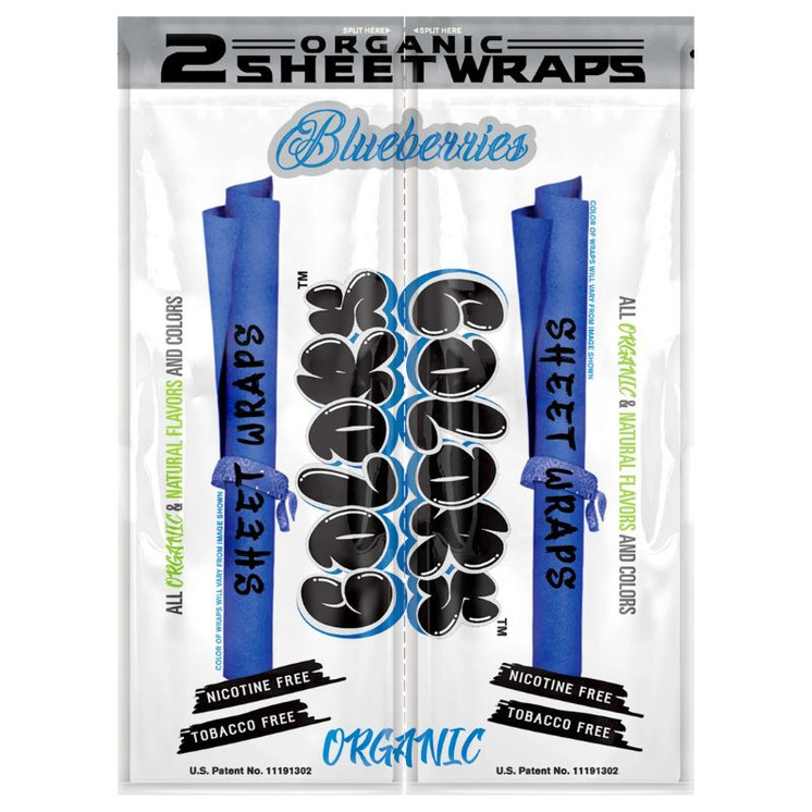 Colors - Organic Sheet Wraps - 2 Pieces Per Pack - 25 Counts Per Box-BLUE BERRIES