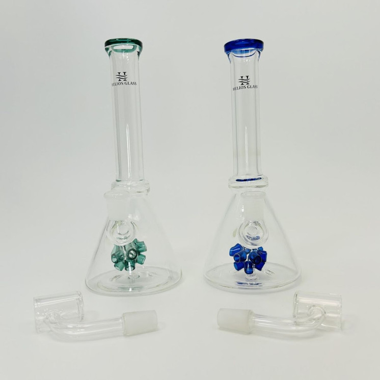 Helios - Glass Waterpipe Beaker With Showerhead Perc - 8 Inches