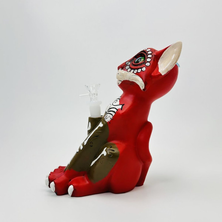 12 Inches - Resin Skull Cat Waterpipe - CY005