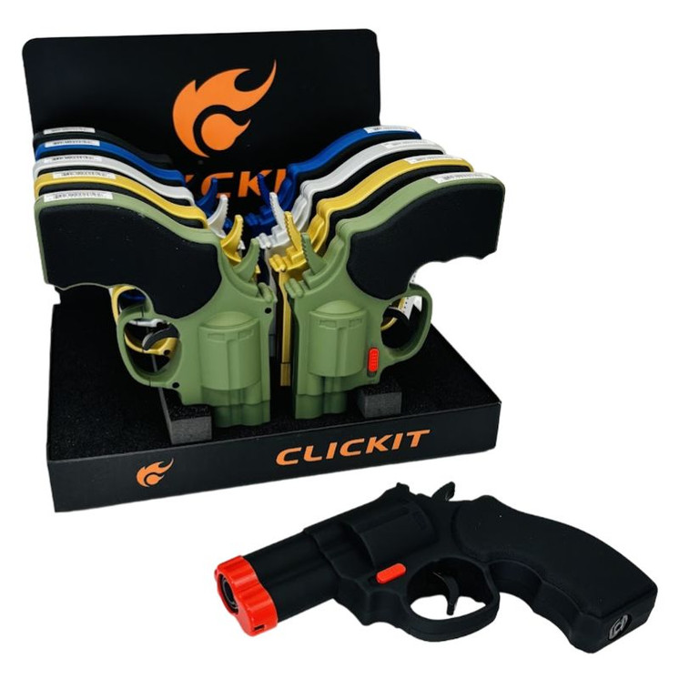 Clickit Lighter - 9mm Revolver Gun Torch - 10 Counts Per Display - GH-5919