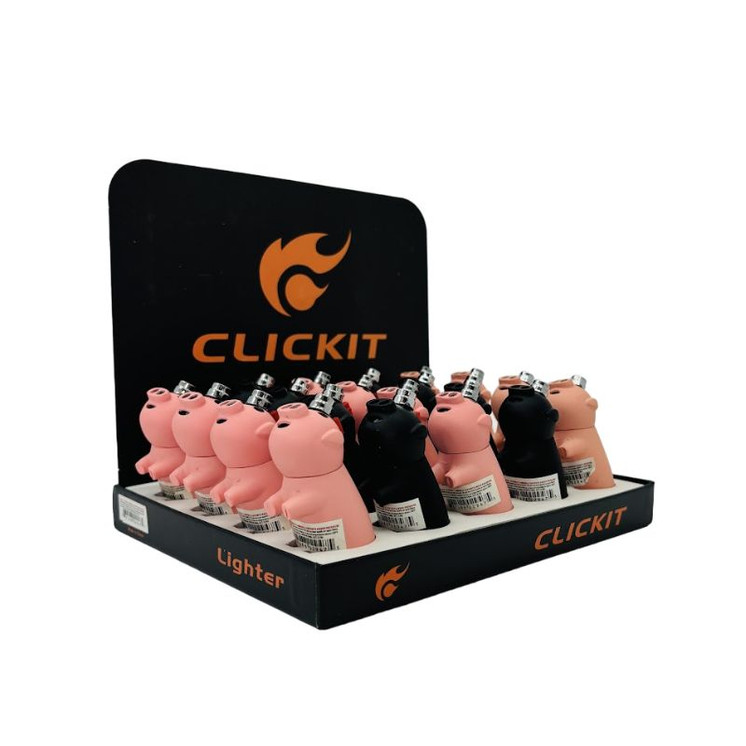Clickit Lighter - Pig Double Flame - 20 Counts Per Display - GH3047