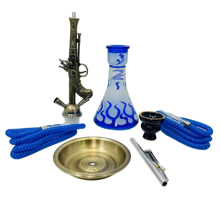 Zebra Hookah - Wildwest - 2 Hose - 22 Inches-BLUE
