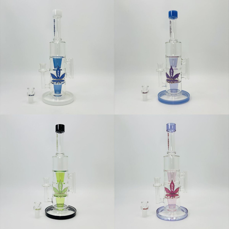 Aleaf - The Twin Torrent - Double Gyzr Perc Tube Waterpipe - 13.8 Inches  - AL6187