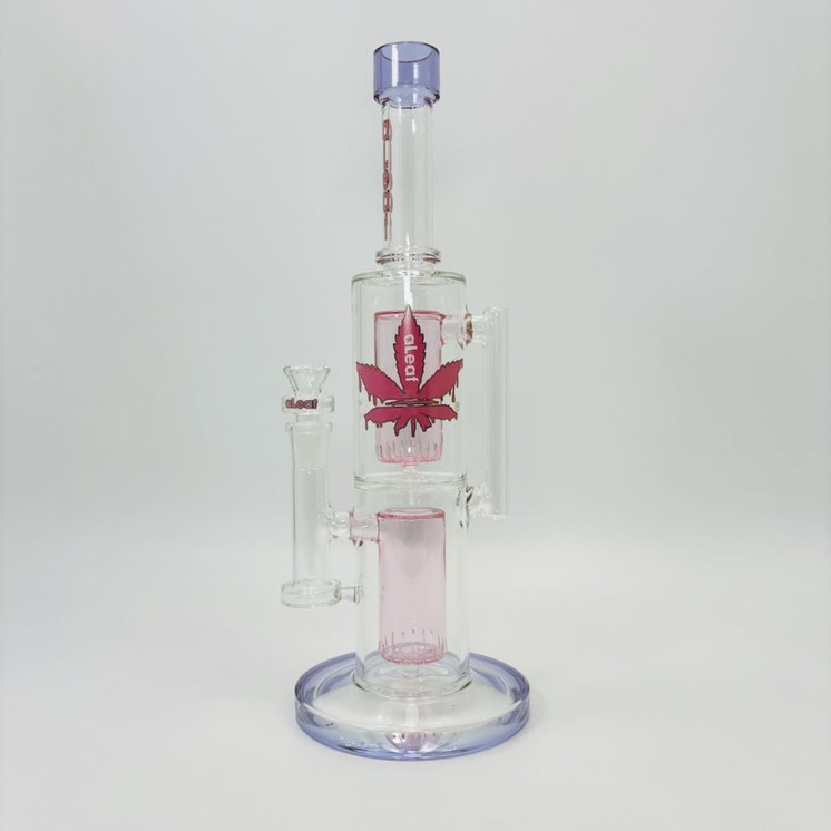Aleaf - The Double Ripple - Double Can Perc Tube - Waterpipe - 14.6 Inches - AL6186-PINK