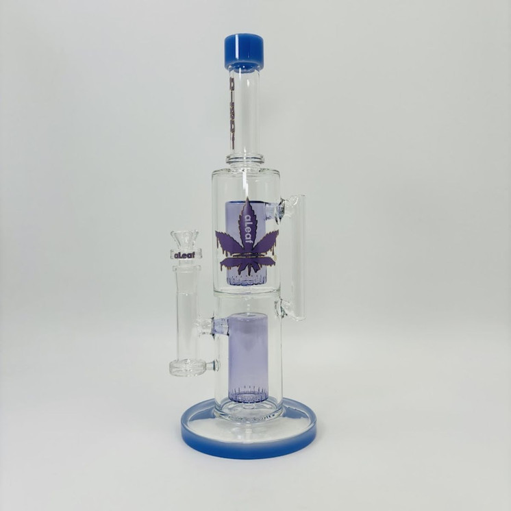 Aleaf - The Double Ripple - Double Can Perc Tube - Waterpipe - 14.6 Inches - AL6186-PURPLE