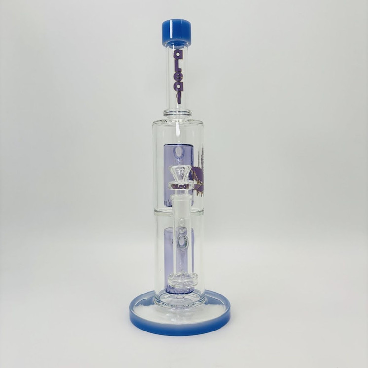 Aleaf - The Double Ripple - Double Can Perc Tube - Waterpipe - 14.6 Inches - AL6186-PURPLE