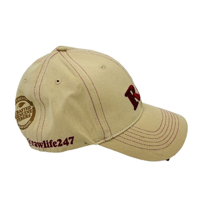 Raw - Classic Baseball Cap - Tan-Beige With Red Stitching