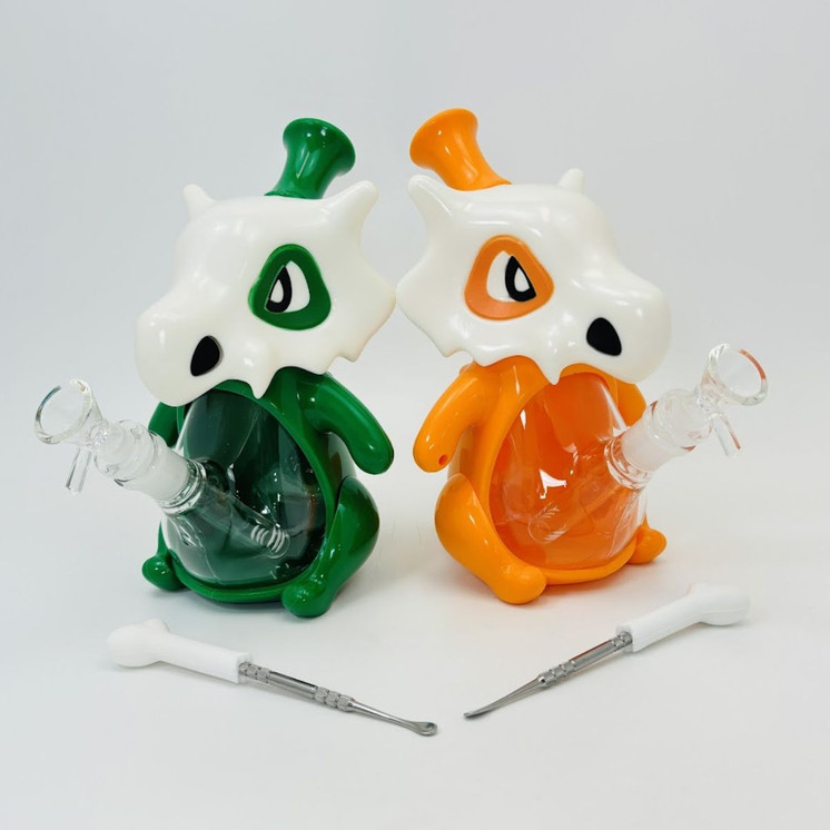 Cubone Waterpipe - 9 Inches (H292)-Green-White